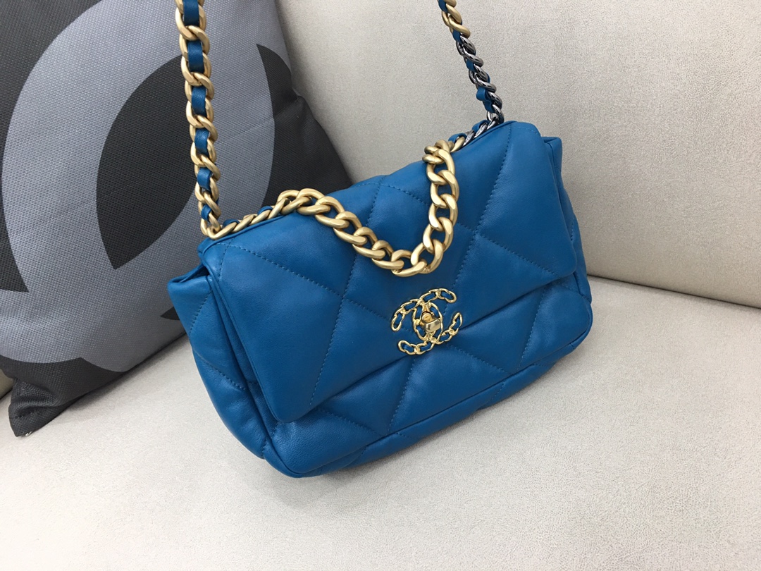 Lambskin 19 Handbag Flap Bag AS1160 Ocean Blue